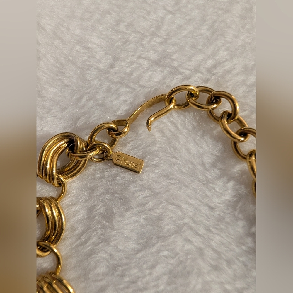 Vintage & Rare Monet Gold Women's Statement Chain Necklace - Classic Twist Link - Picture 8 of 8